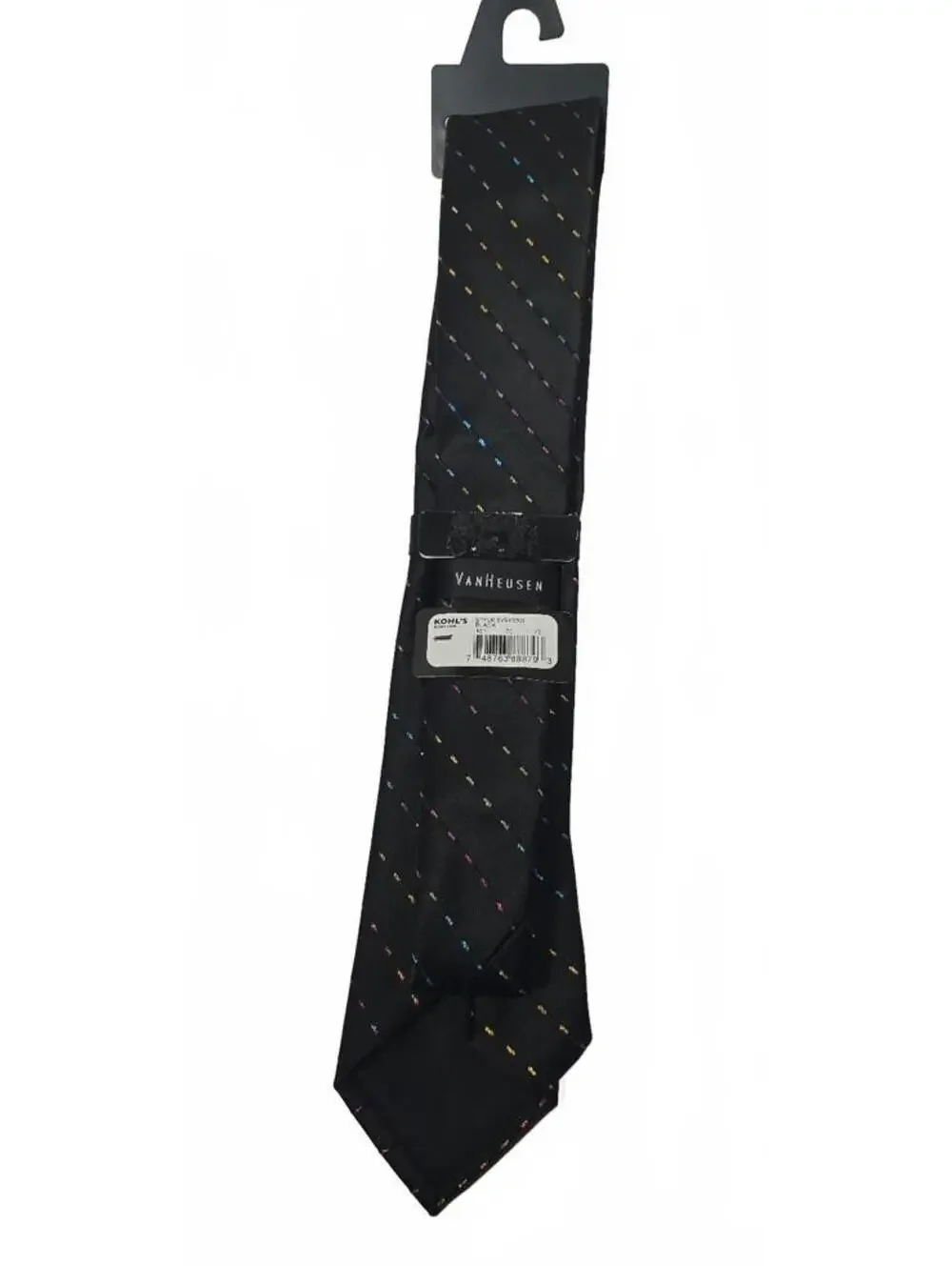 Van Heusen Men's Silk Ties Set of 2 - Black Multicolor & Gray Checkered Patterns